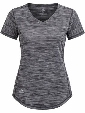 Adidas Grey Space Dye V-Neck Athletic Tee Medium